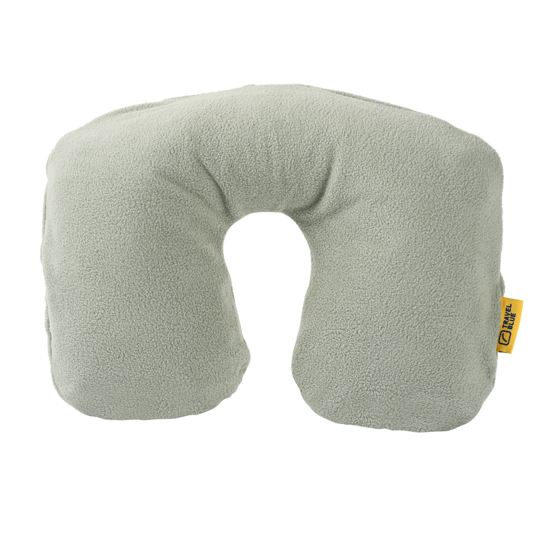 Almohada de viaje inflable con funda de polar 1 Almohada de viaje inflable con funda de polar